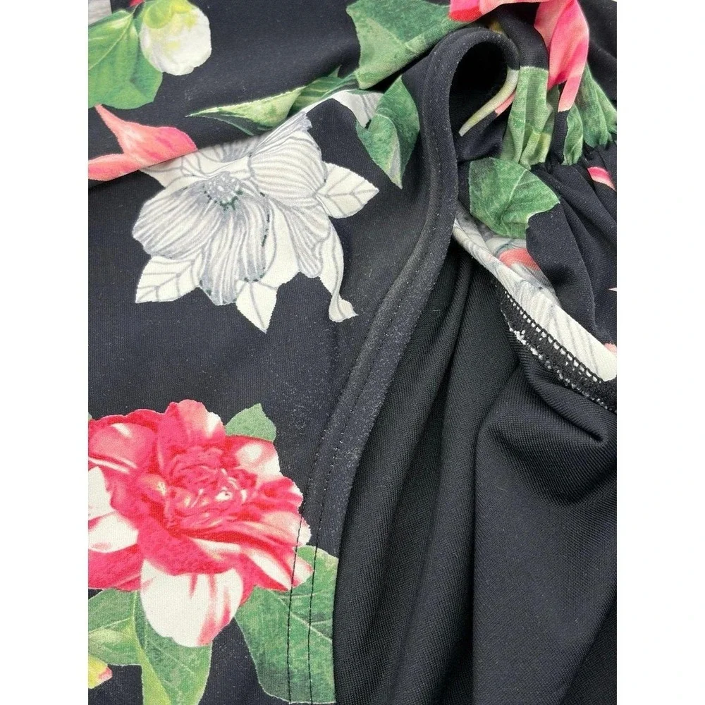 Vince Camuto‎ Swim Swimsuit, One Piece Plunge, Floral Black/Pink, Women 4